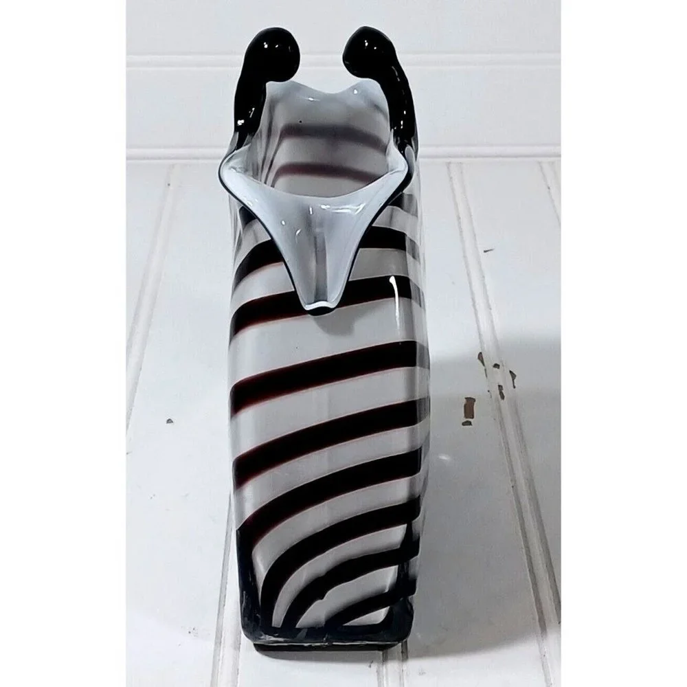 Rare Murano Optical Illusion MCM Vtg Handbag Purse Art Glass Vase Planter 1960s - Picture 8 of 10